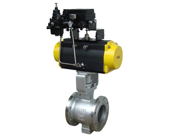 氣動對夾式、法蘭式V型球閥